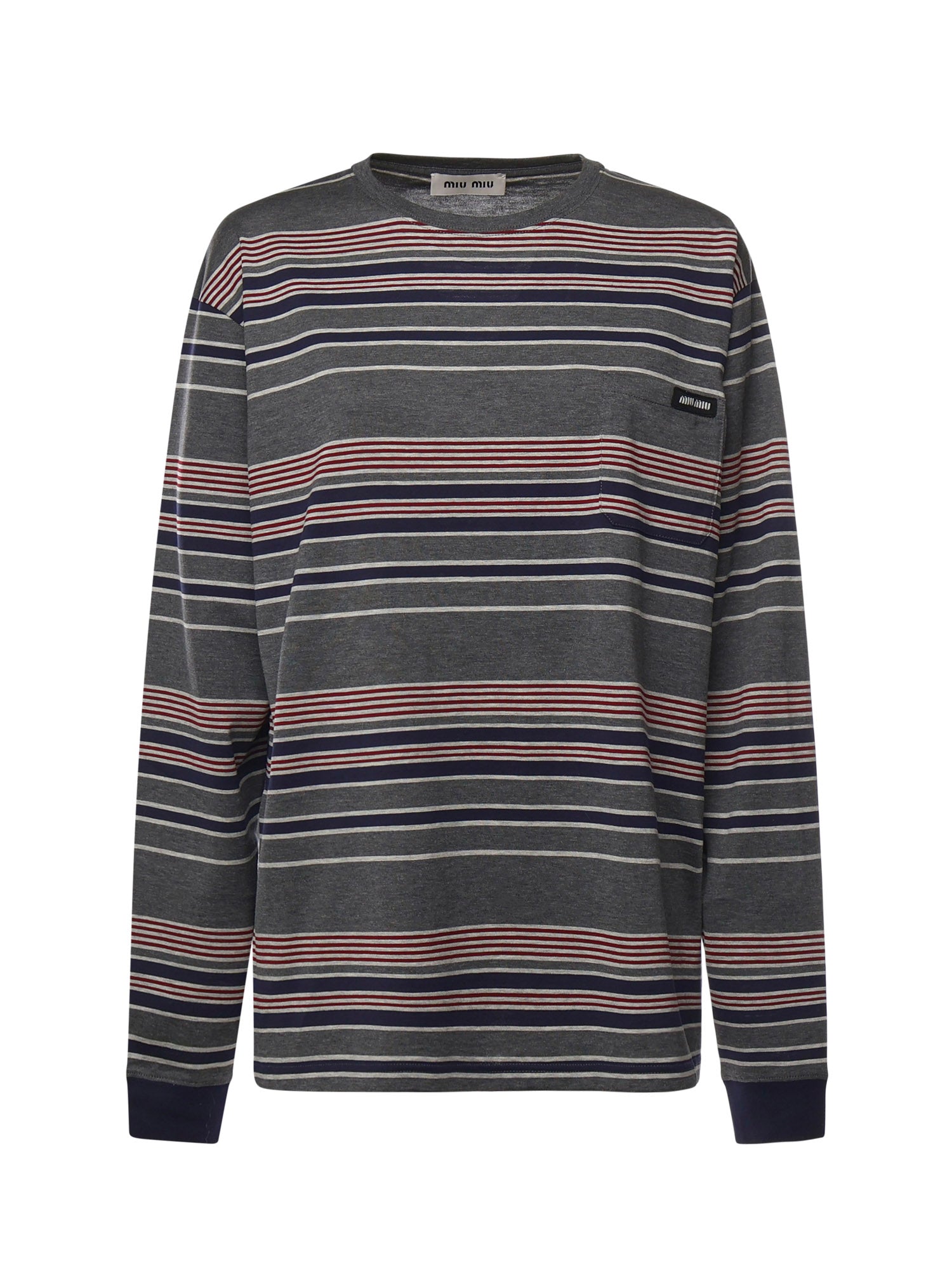 T-shirt in jersey a righe MJLA18 18ZVF0R3S MIU MIU 