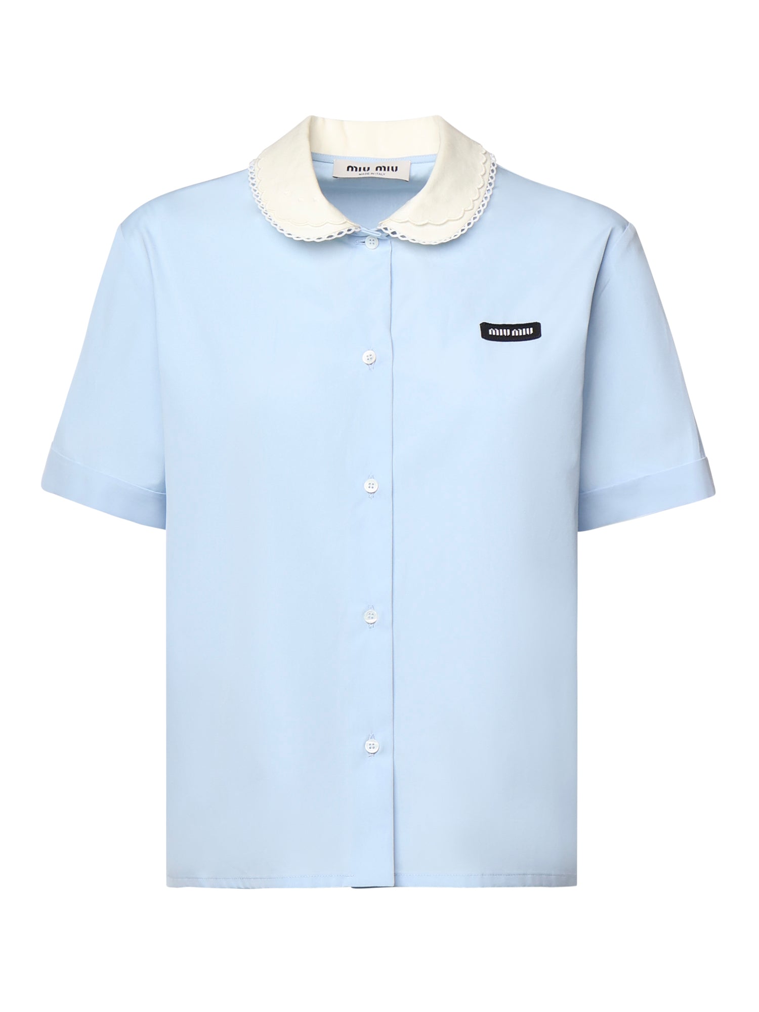 Camicia in cotone con logo MK2020 10IVF0013 MIU MIU 