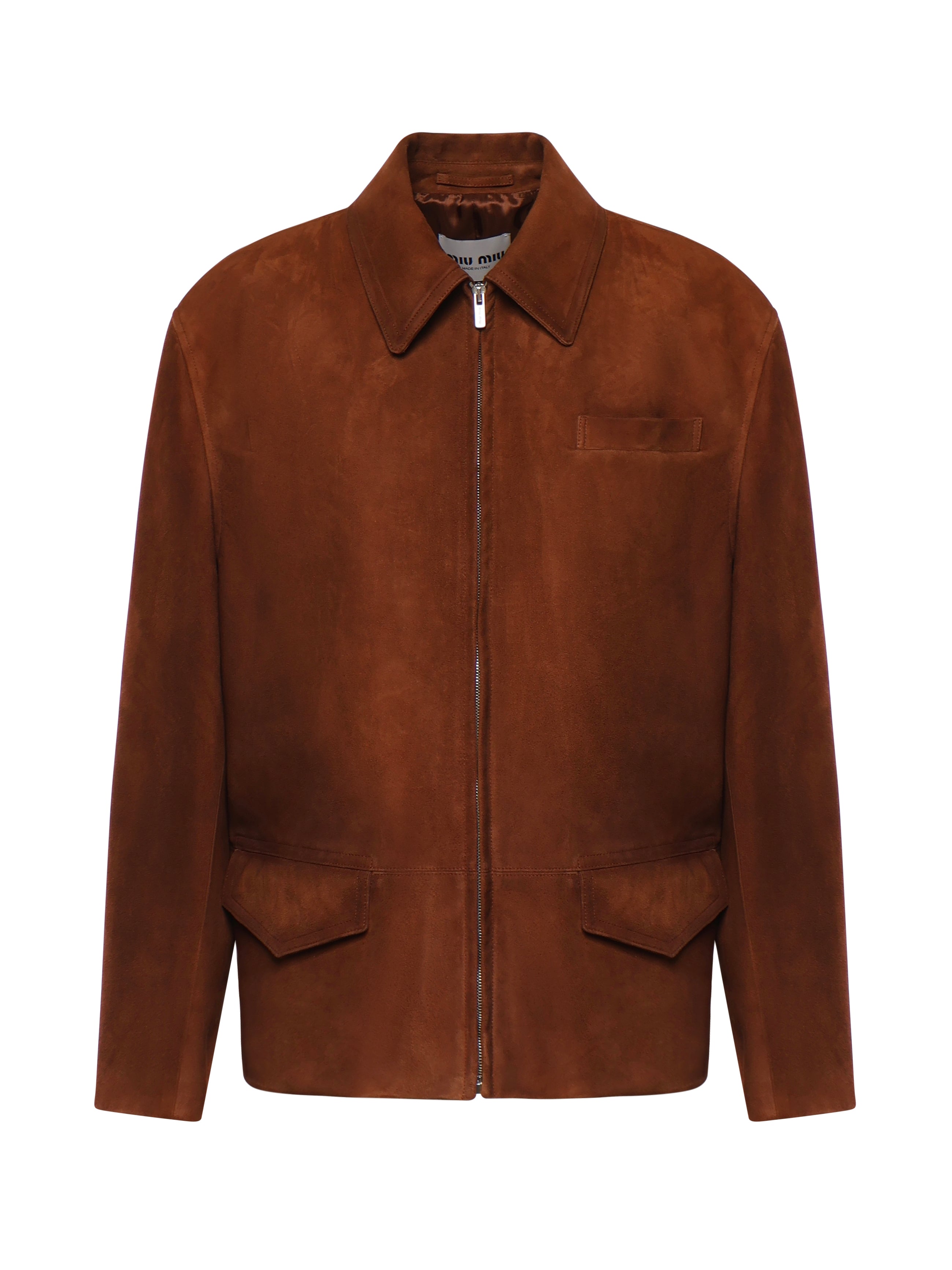 Giubbotto in pelle scamosciata cerata MPW011 19MLF0042 MIU MIU 
