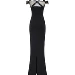 Abito lungo con ruches e tulle NDDR3001002100  NENSI DOJAKA 