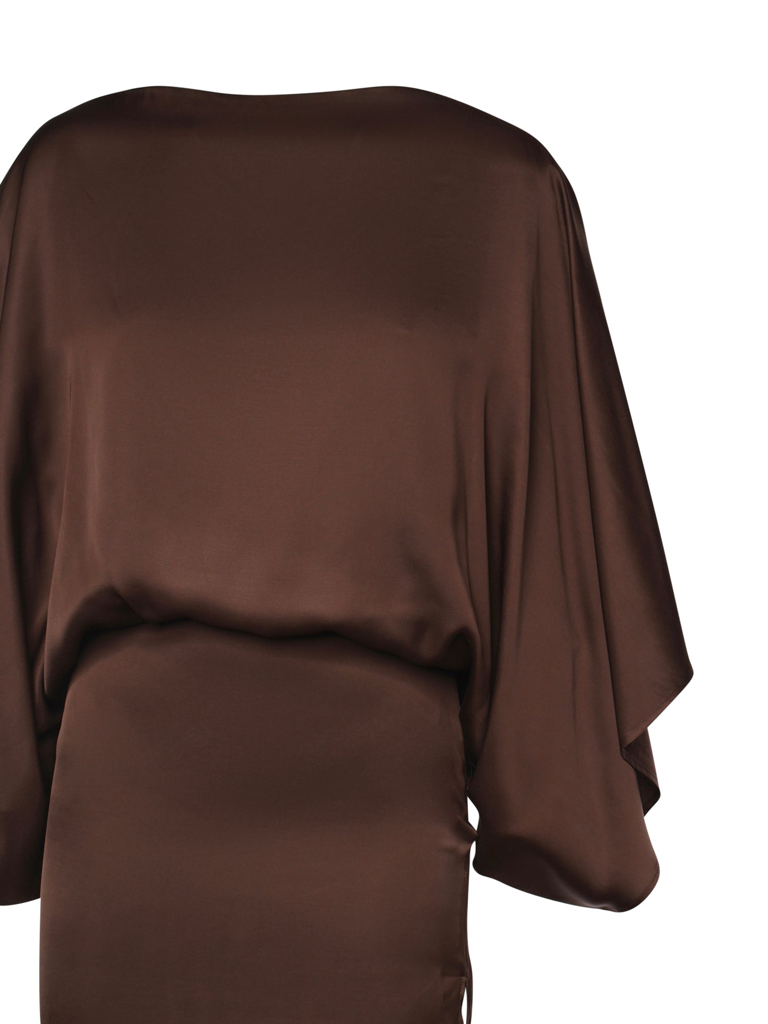 Abito midi The Macha in satin 26SSNAB-0005 CIOCCOLATO NINEMINUTES 