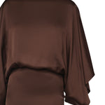 Abito midi The Macha in satin 26SSNAB-0005 CIOCCOLATO NINEMINUTES 