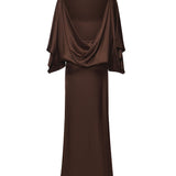 Abito midi The Macha in satin 26SSNAB-0005 CIOCCOLATO NINEMINUTES 
