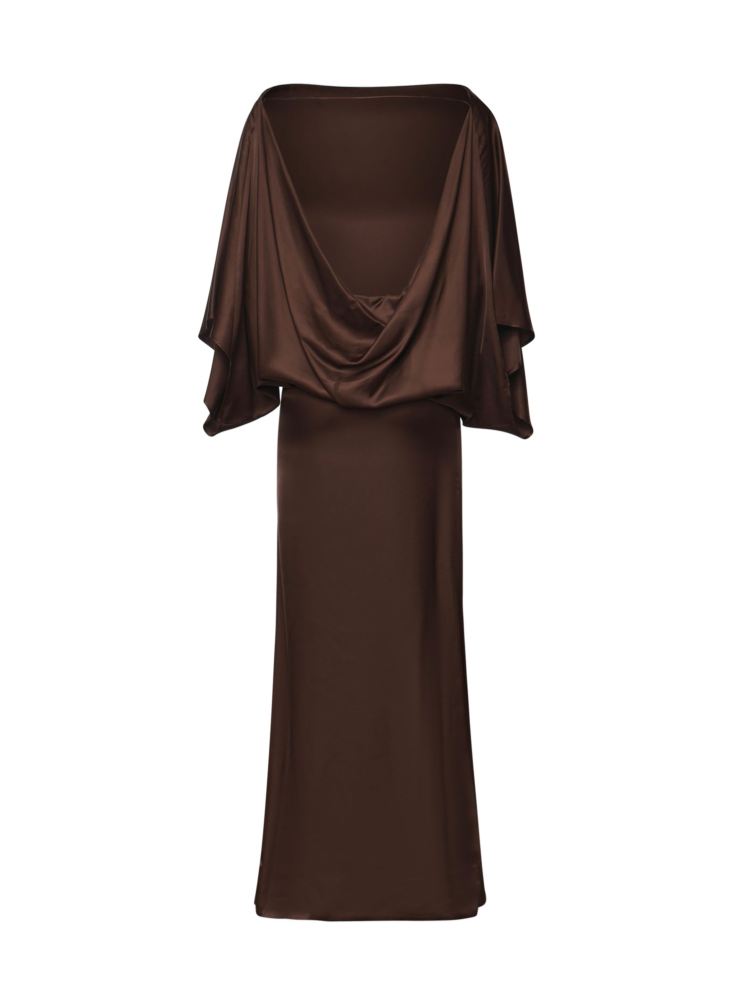 Abito midi The Macha in satin 26SSNAB-0005 CIOCCOLATO NINEMINUTES 