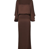 Abito midi The Macha in satin 26SSNAB-0005 CIOCCOLATO NINEMINUTES 