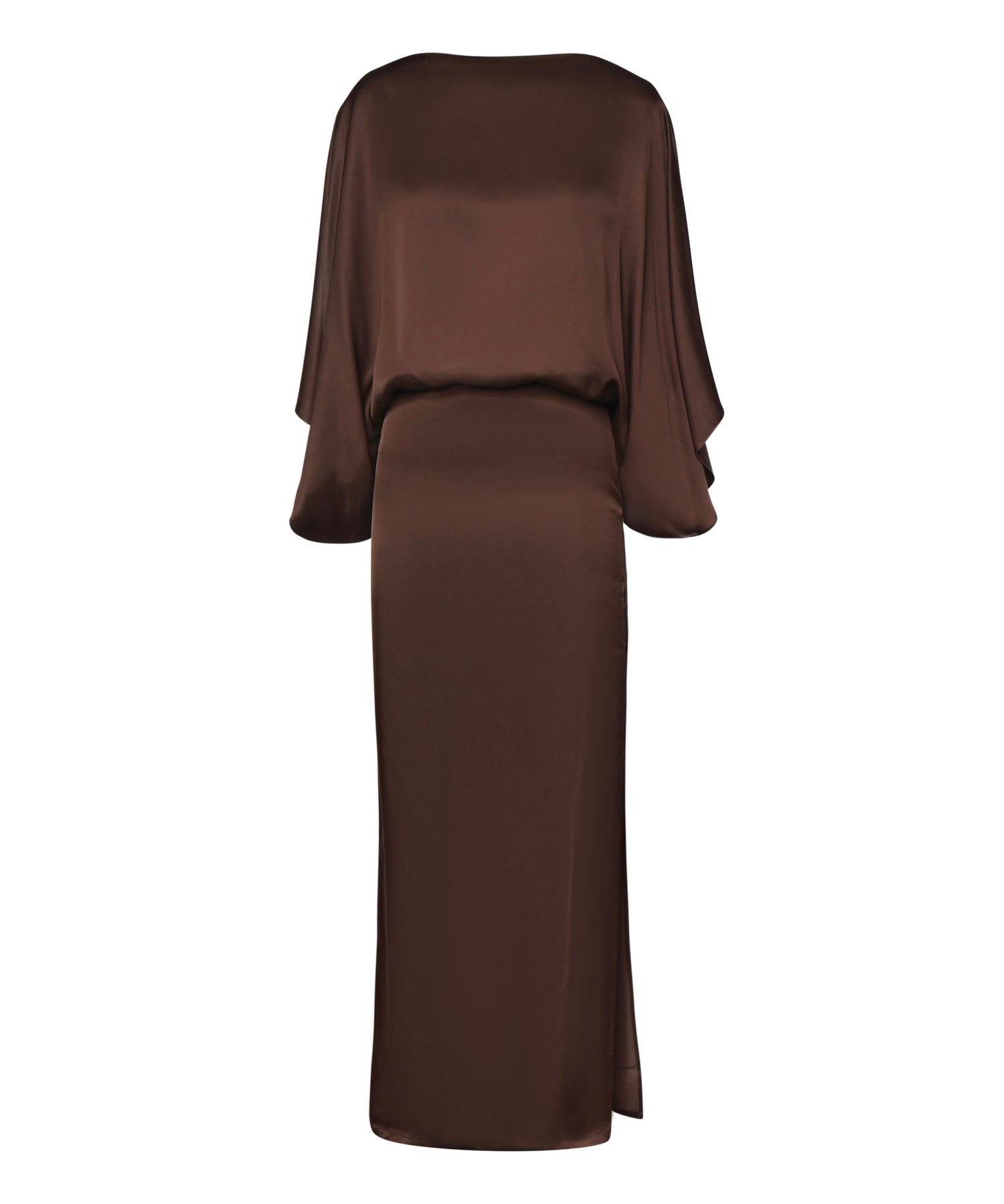 Abito midi The Macha in satin 26SSNAB-0005 CIOCCOLATO NINEMINUTES 