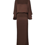 Abito midi The Macha in satin 26SSNAB-0005 CIOCCOLATO NINEMINUTES 