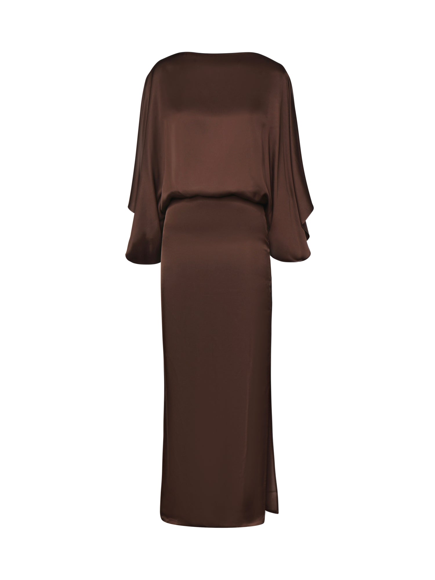 Abito midi The Macha in satin 26SSNAB-0005 CIOCCOLATO NINEMINUTES 