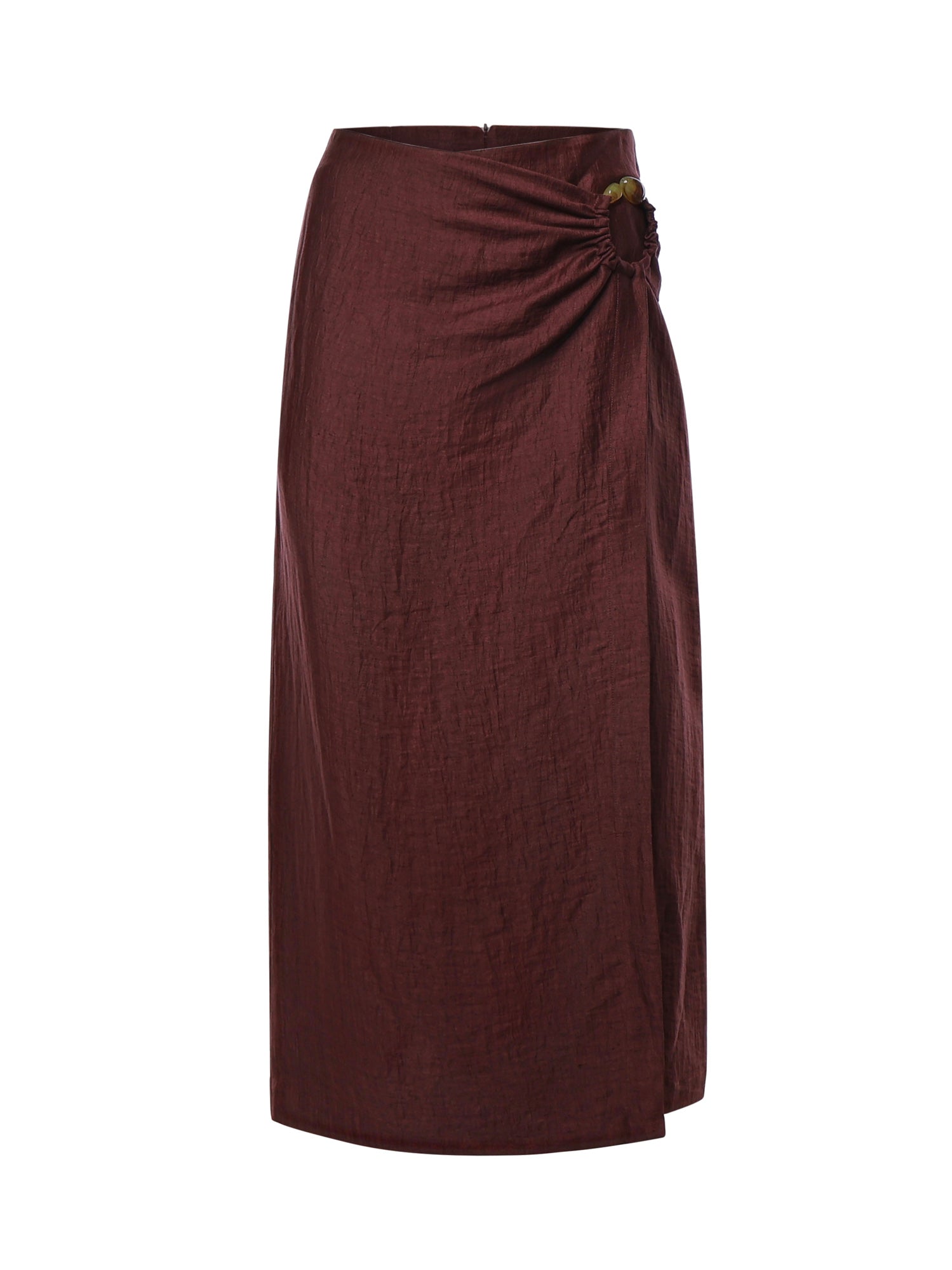 Gonna midi in misto lino DN6288 MERLOT OTTOD'AME 