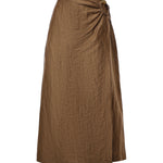 Gonna midi in misto lino DN6288 RHUM OTTOD'AME 
