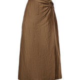 Gonna midi in misto lino DN6288 RHUM OTTOD'AME 