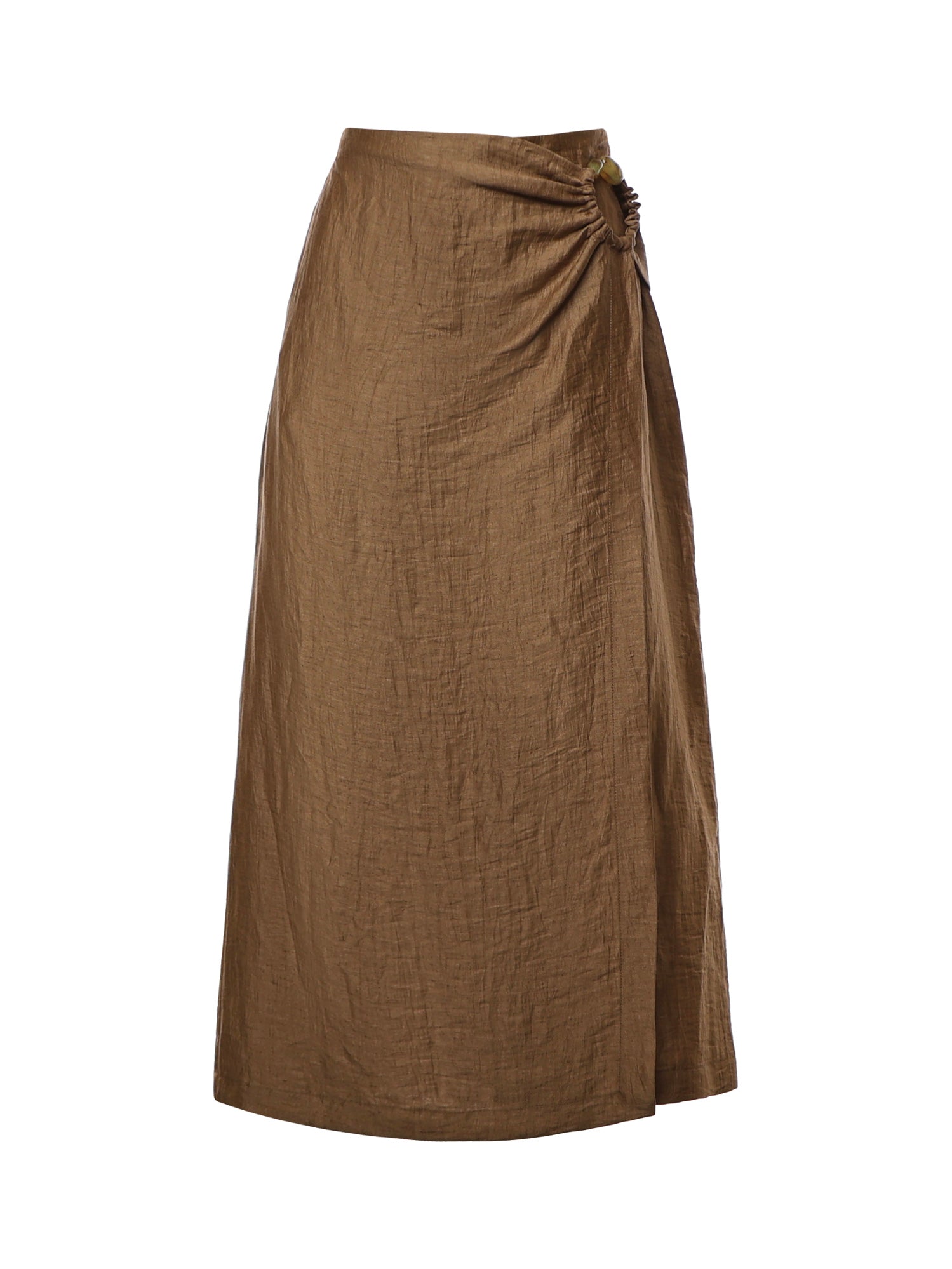 Gonna midi in misto lino DN6288 RHUM OTTOD'AME 