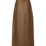 Gonna midi in misto lino DN6288 RHUM OTTOD'AME 