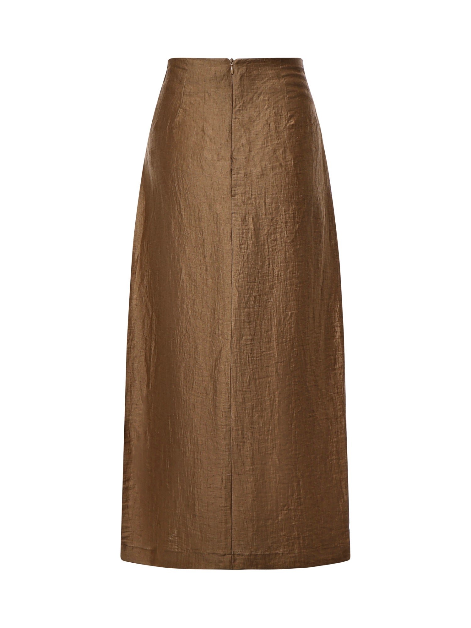 Gonna midi in misto lino DN6288 RHUM OTTOD'AME 