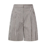 Shorts a righe in misto cotone DP0047 CIOCCOLATA OTTOD'AME 