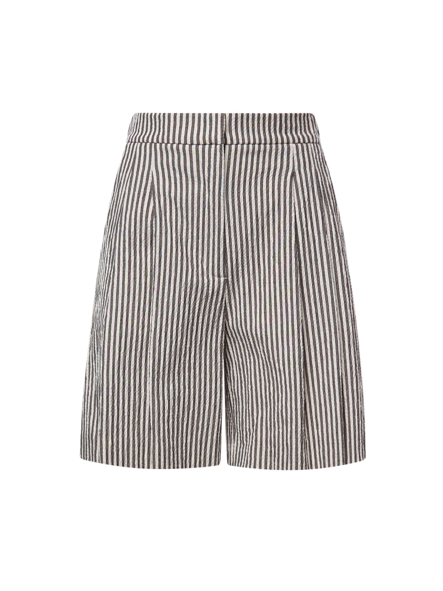 Shorts a righe in misto cotone DP0047 CIOCCOLATA OTTOD'AME 