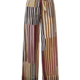 Pantaloni con stampa patchwork a righe DP0063 VAR.UNICA OTTOD'AME 