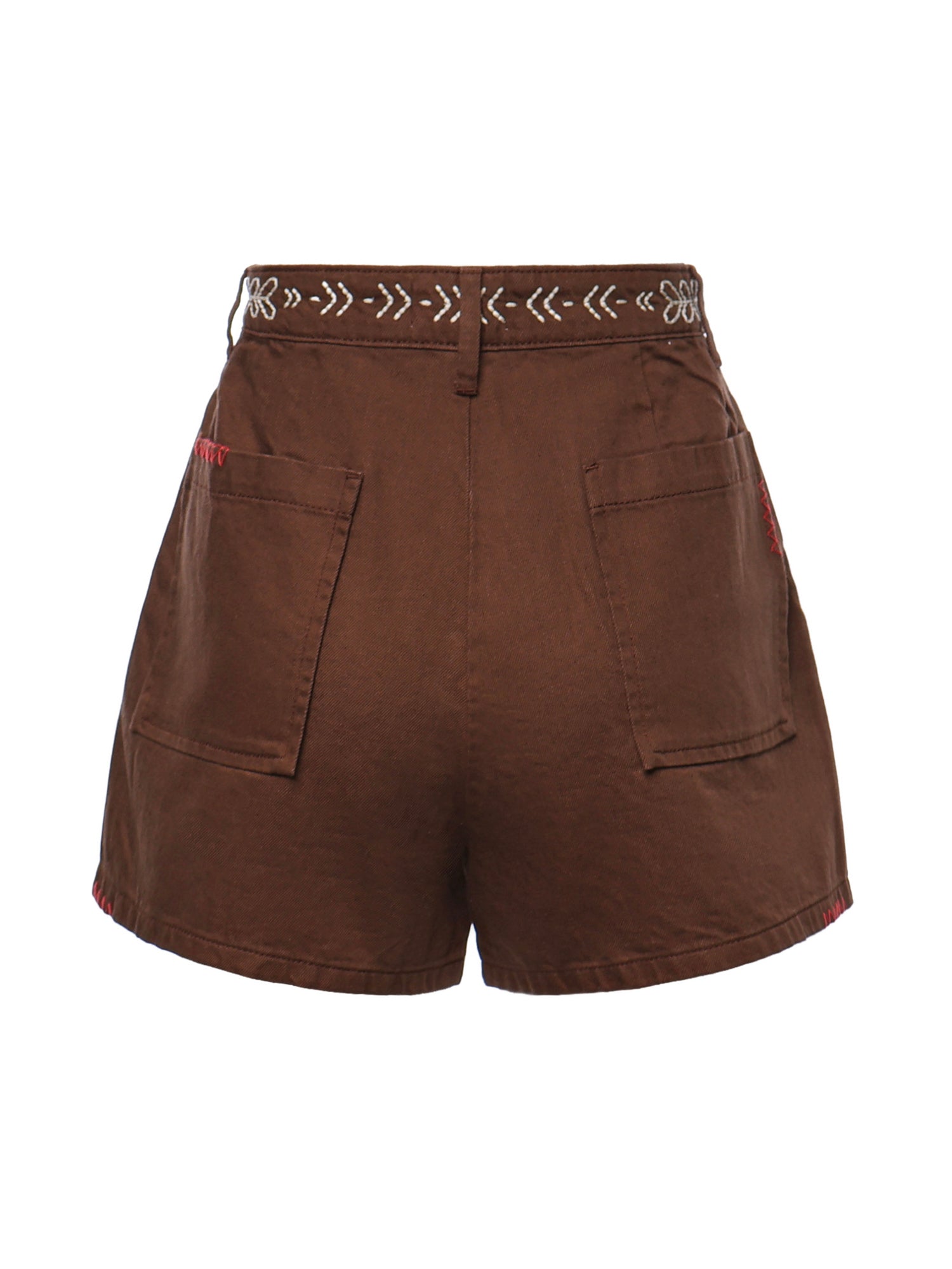 Shorts in misto lino con ricami DP9978 CIOCCOLATA OTTOD'AME 