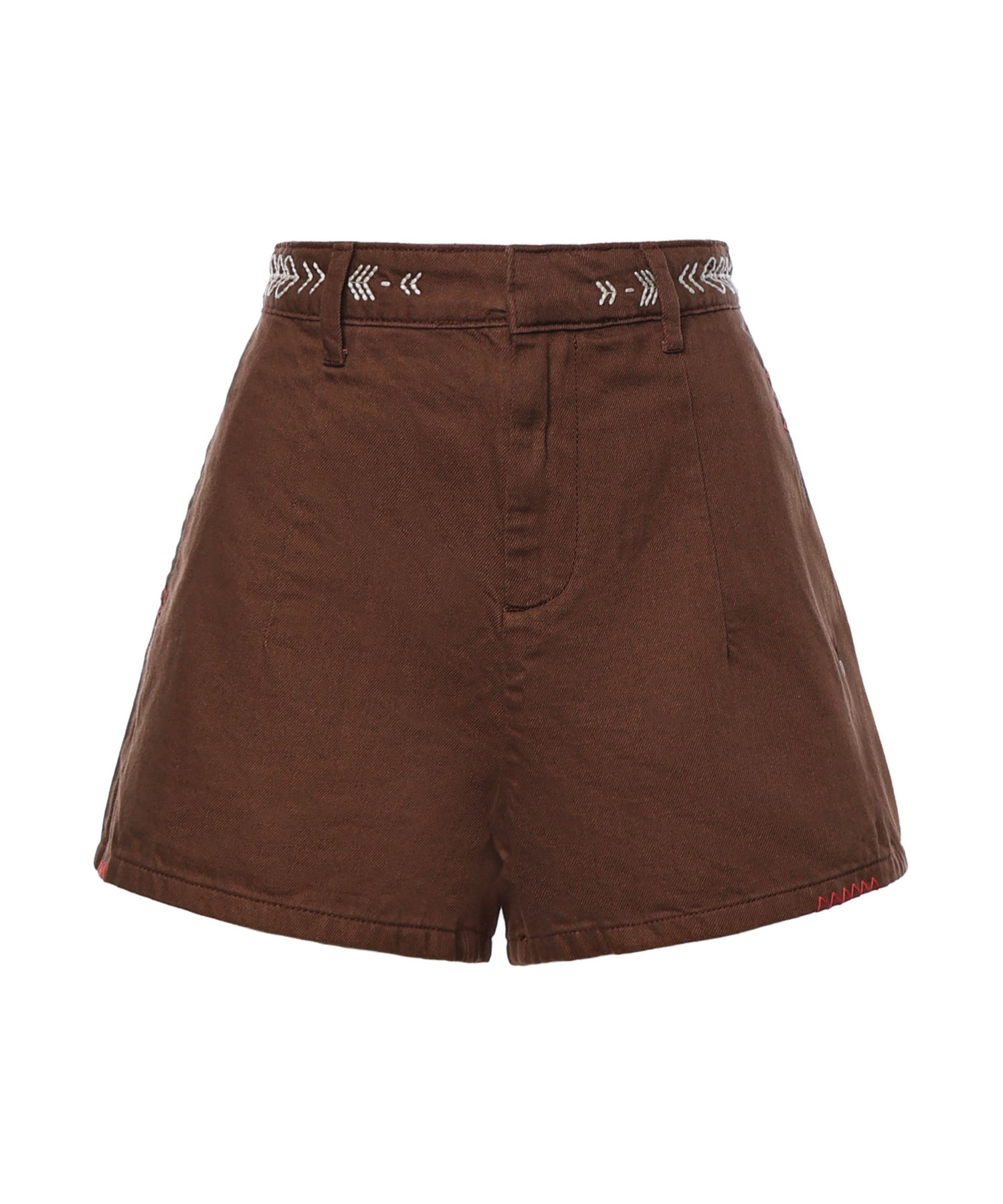 Shorts in misto lino con ricami DP9978 CIOCCOLATA OTTOD'AME 