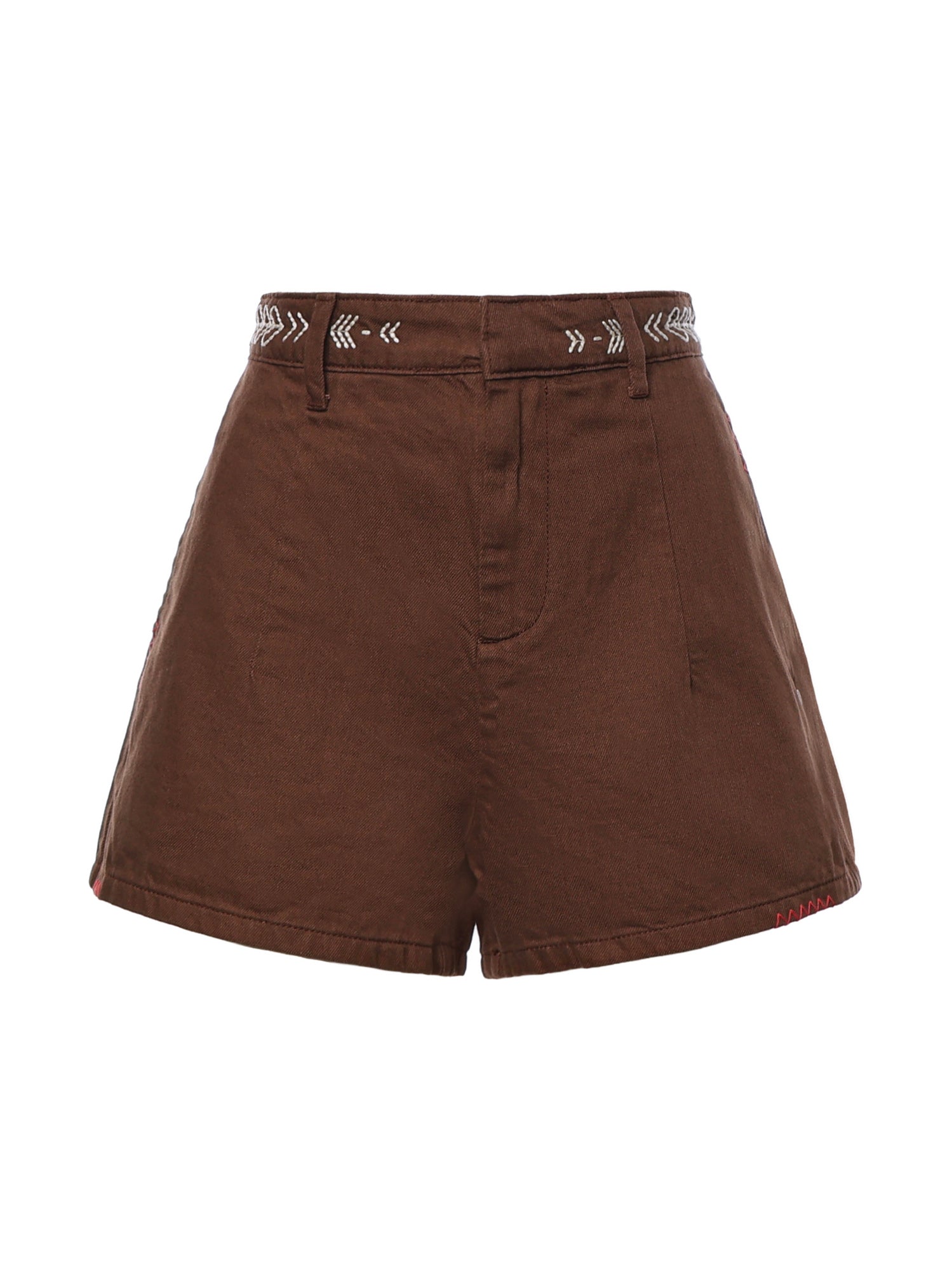 Shorts in misto lino con ricami DP9978 CIOCCOLATA OTTOD'AME 