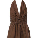 Top in popeline di cotone DT9261 CIOCCOLATA OTTOD'AME 