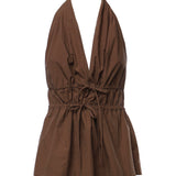 Top in popeline di cotone DT9261 CIOCCOLATA OTTOD'AME 