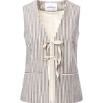 Gilet a righe in misto cotone DT9274 CIOCCOLATA OTTOD'AME 