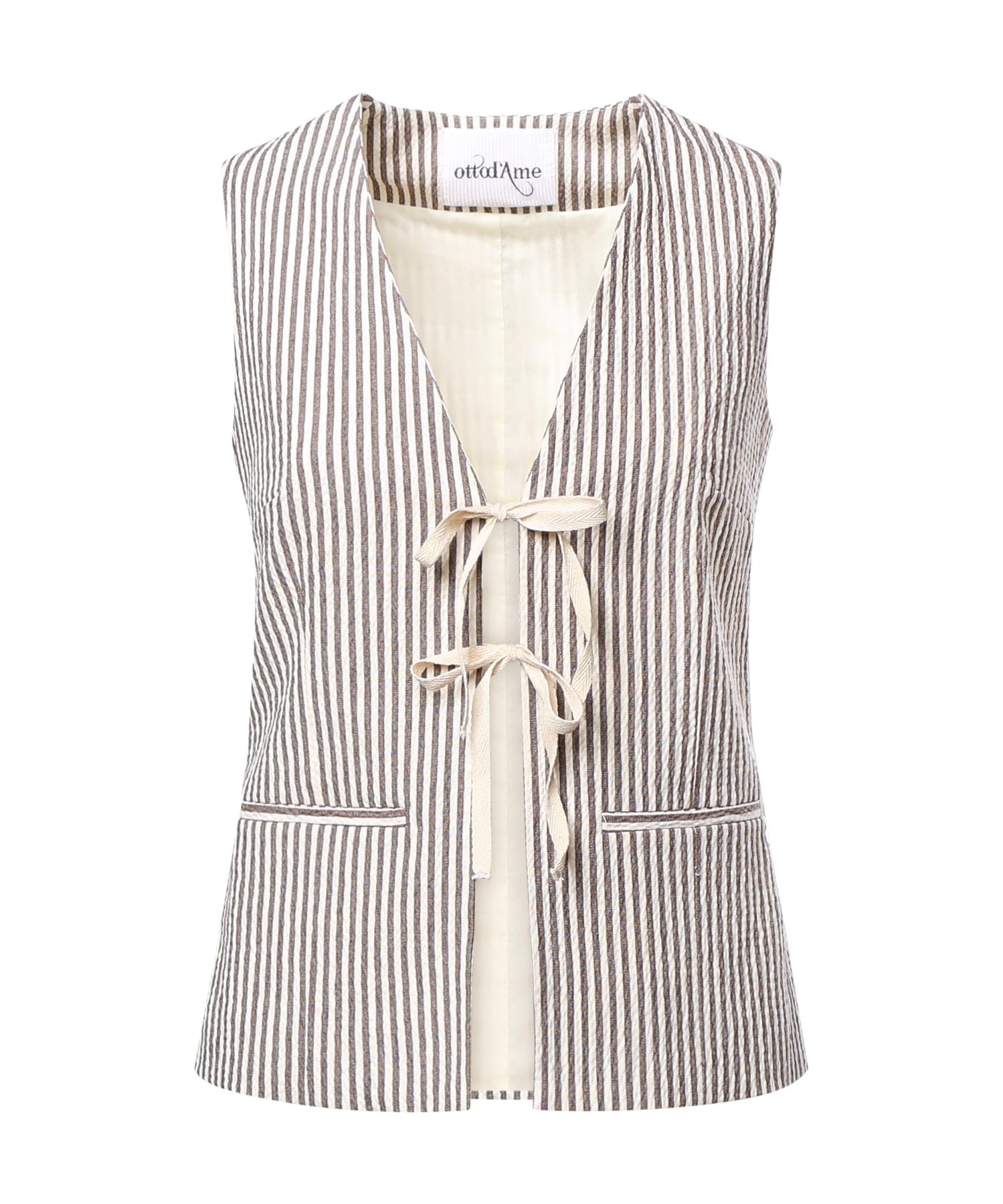 Gilet a righe in misto cotone DT9274 CIOCCOLATA OTTOD'AME 