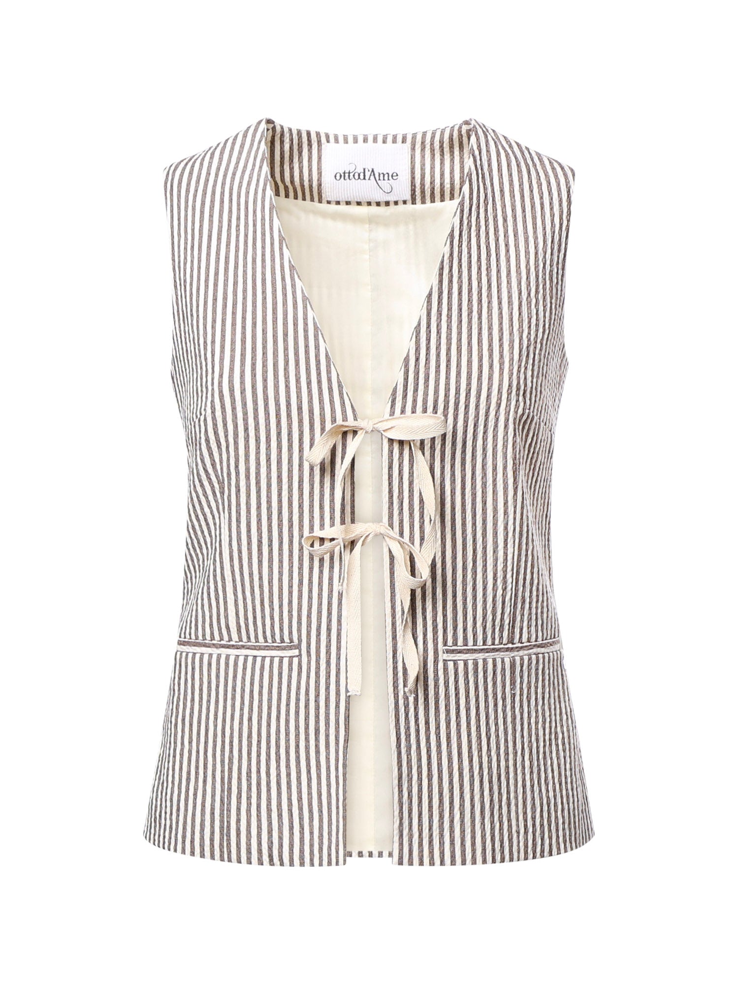 Gilet a righe in misto cotone DT9274 CIOCCOLATA OTTOD'AME 
