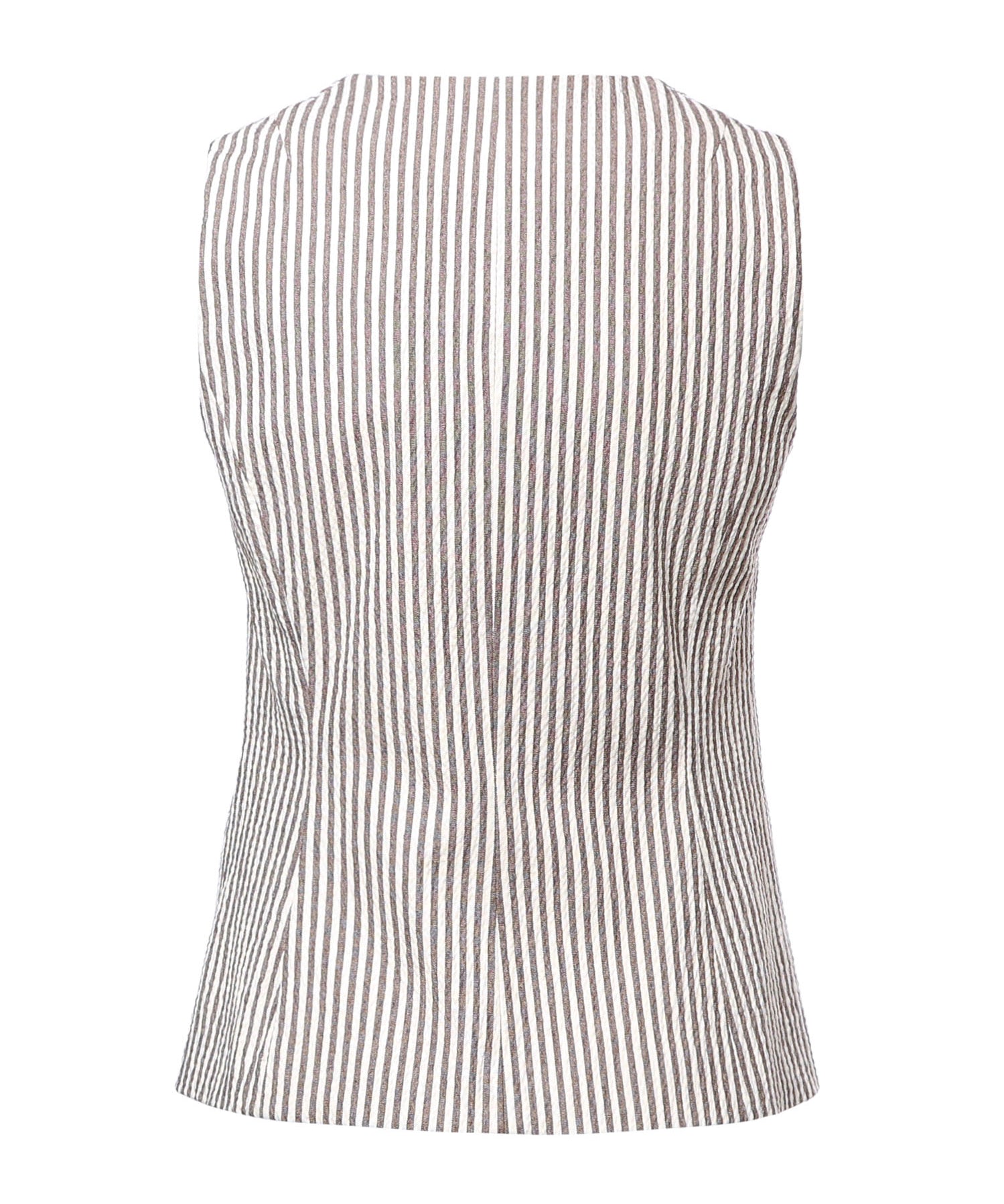 Gilet a righe in misto cotone DT9274 CIOCCOLATA OTTOD'AME 