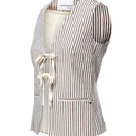 Gilet a righe in misto cotone DT9274 CIOCCOLATA OTTOD'AME 