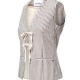 Gilet a righe in misto cotone DT9274 CIOCCOLATA OTTOD'AME 