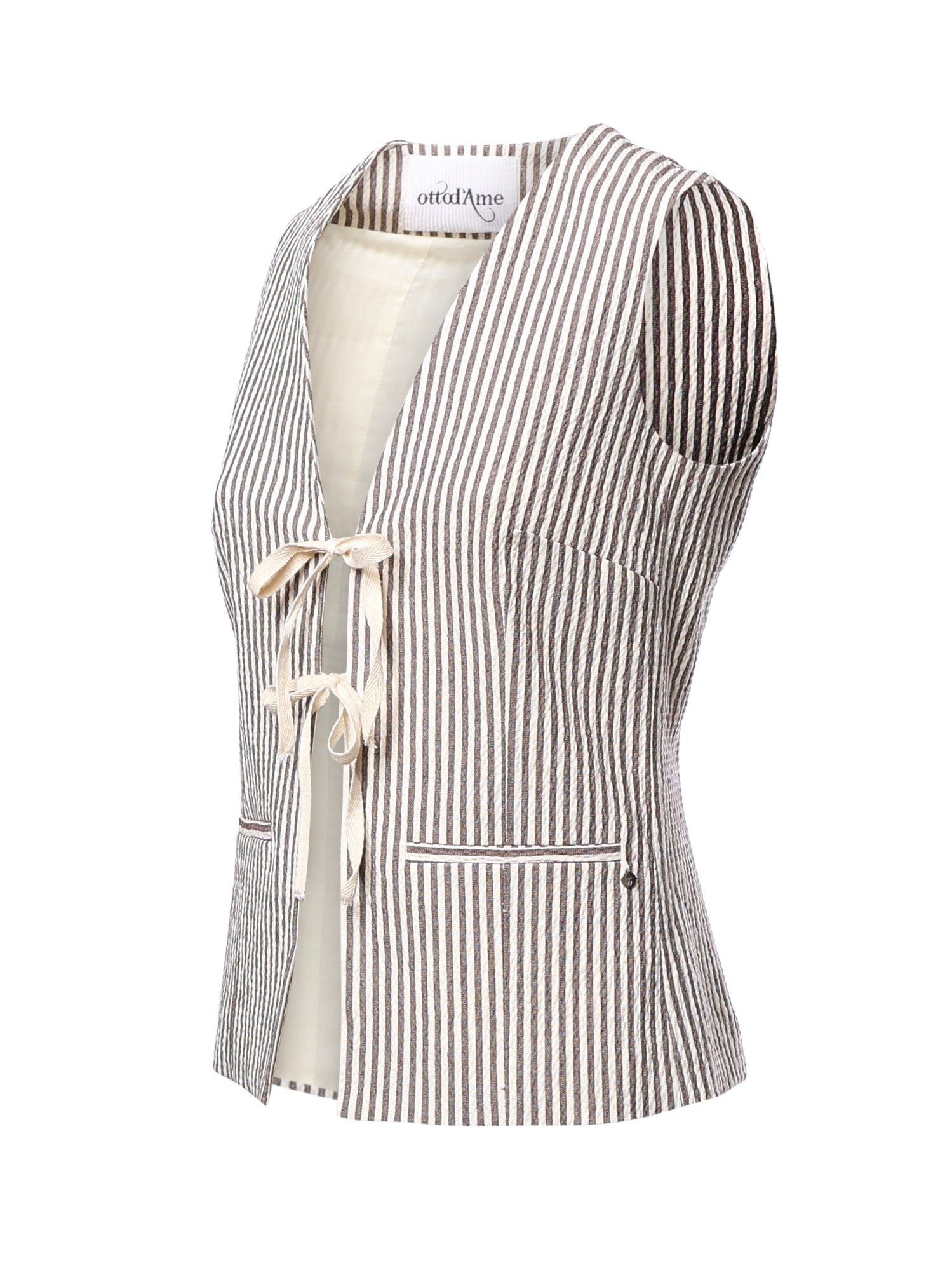 Gilet a righe in misto cotone DT9274 CIOCCOLATA OTTOD'AME 