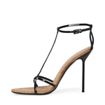 Sandali Lidia T-Strap in vernice e sughero PX1941 XVNCKBLACK-NATURALE PARIS TEXAS 