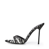 Mules Lidia con stampa zebrata PX836 XPTCVWHITE ZEBRA PARIS TEXAS 