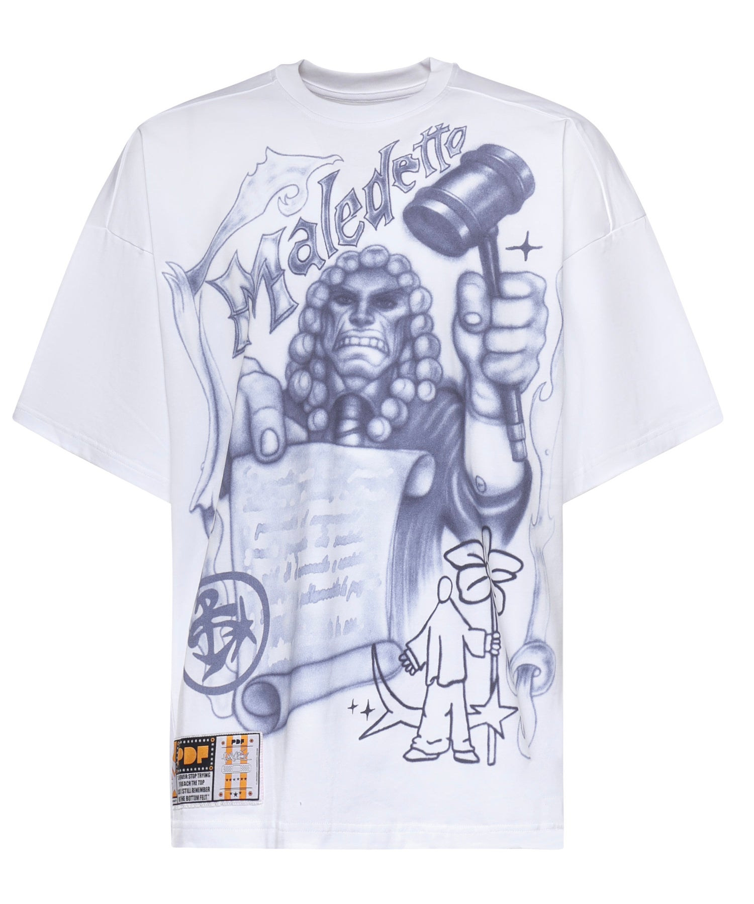 T-shirt The Boy Giudice Maledetto in cotone DFM54029TJ112JUDGE WHITE WHITE PDF CHANNEL 