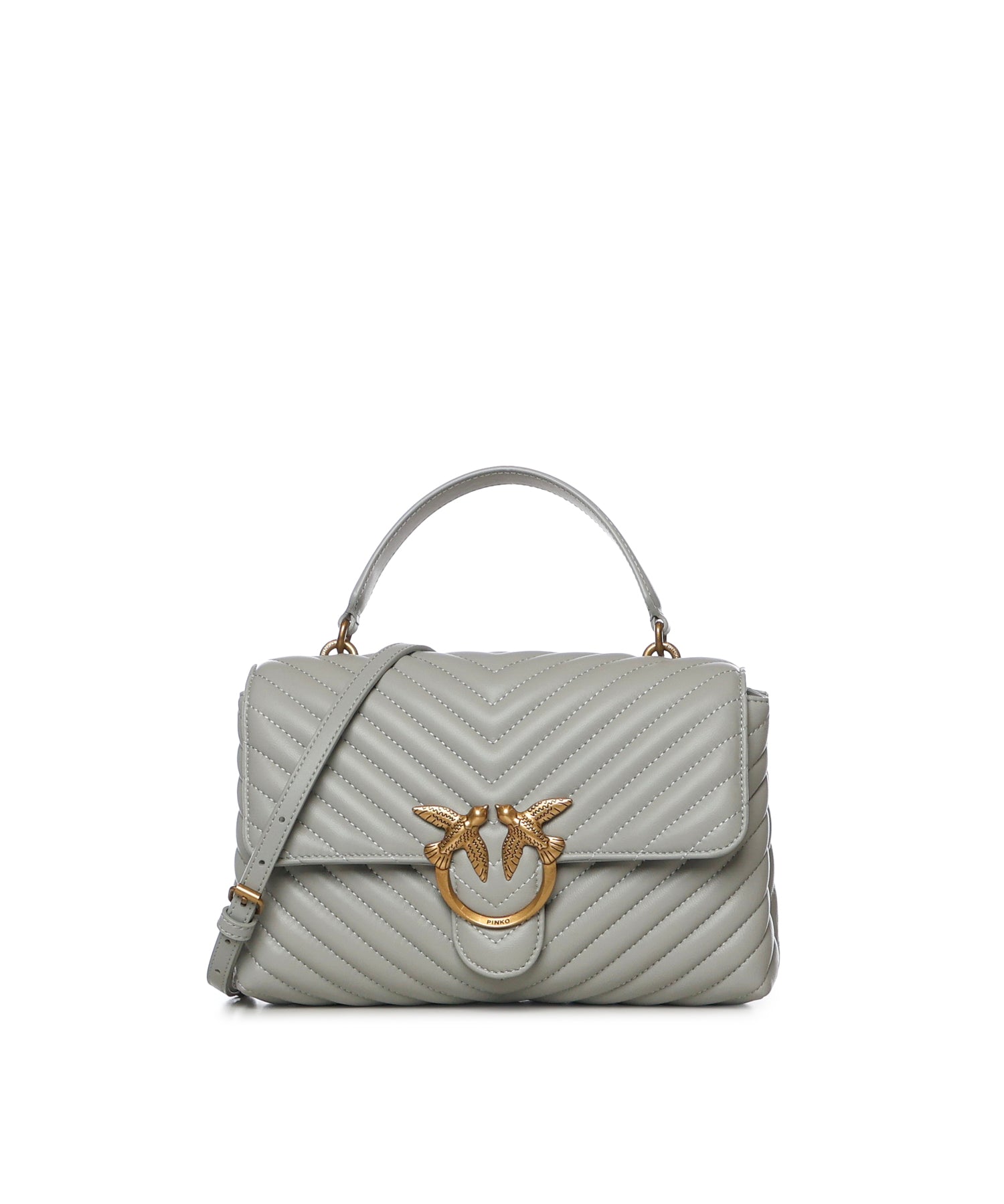 Borsa a mano media Love Bag Puff Chevron in nappa 100043 A0GKK32Q PINKO 