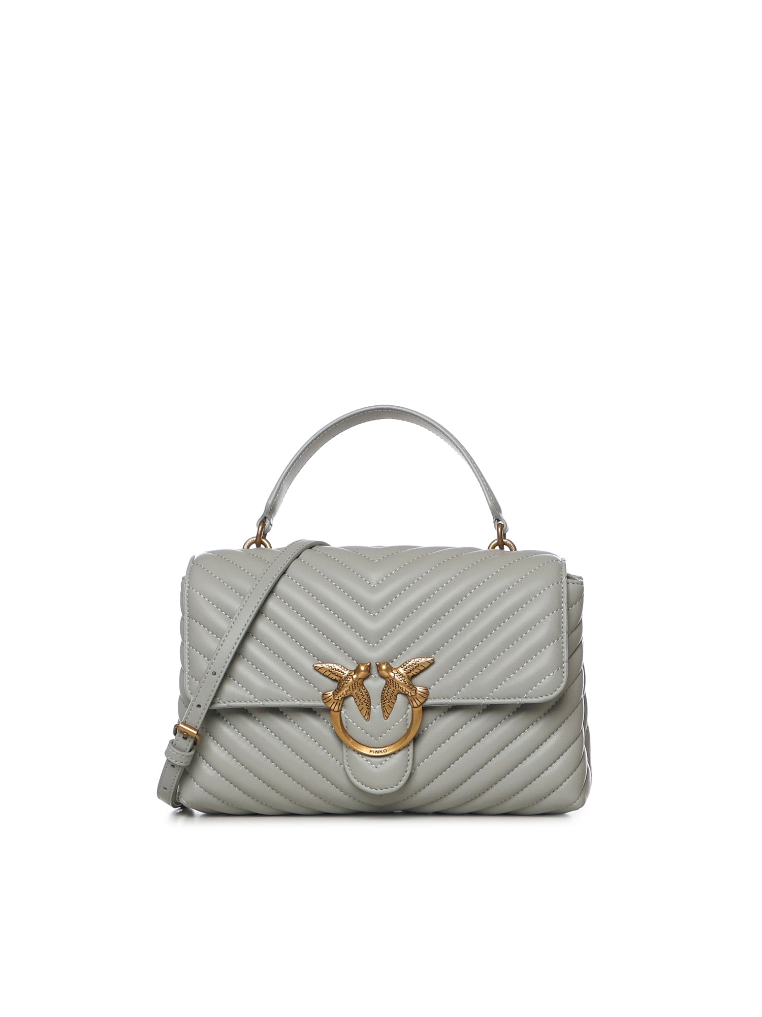 Borsa a mano media Love Bag Puff Chevron in nappa 100043 A0GKK32Q PINKO 