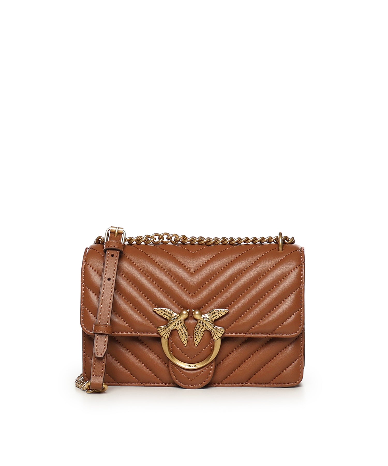 Borsa piccola a tracolla Love Bag One Chevron in pelle 100074 A0GKL17Q PINKO 