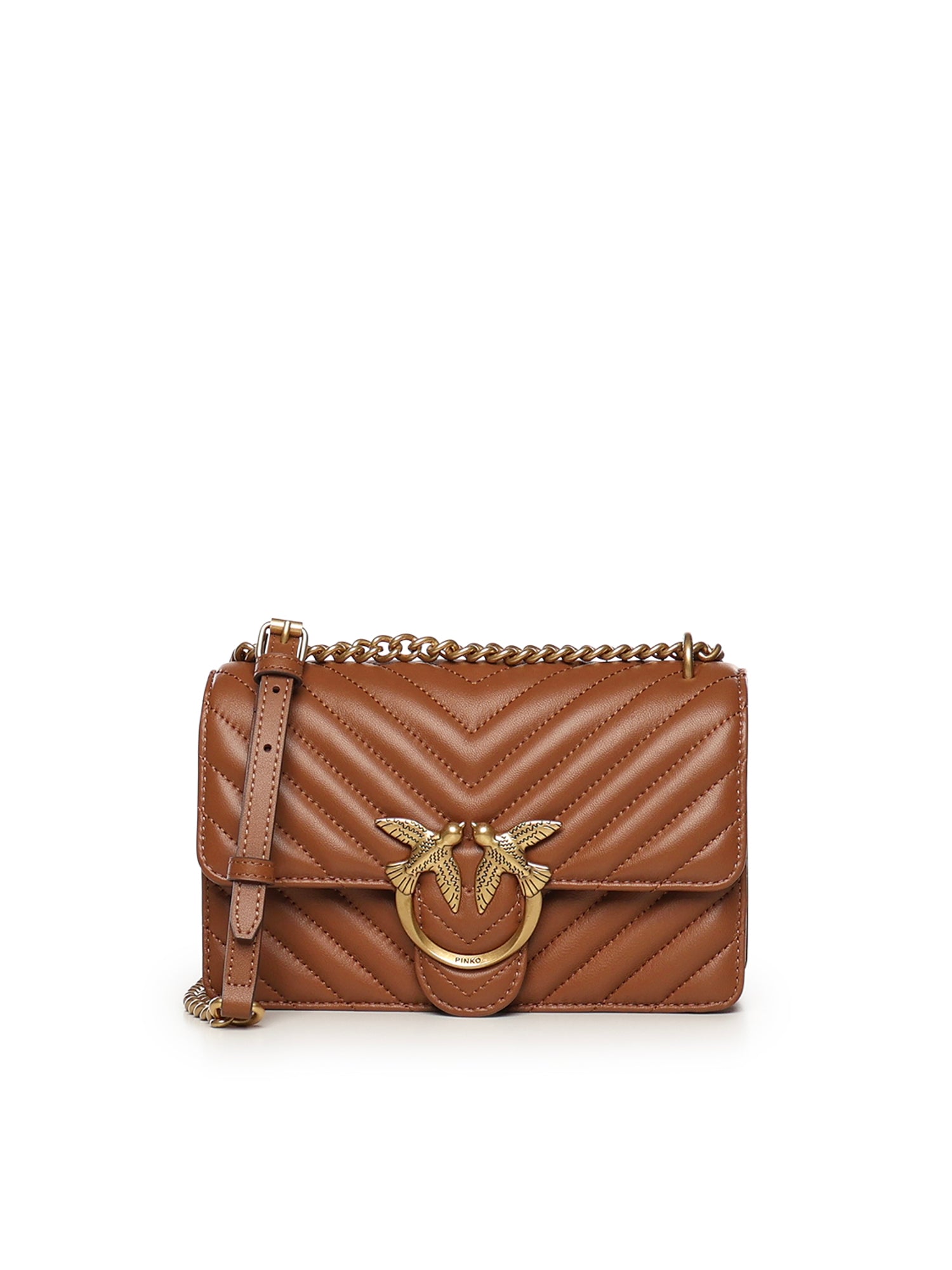 Borsa piccola a tracolla Love Bag One Chevron in pelle 100074 A0GKL17Q PINKO 