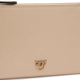 Pochette piatta in pelle con logo Love Birds 104277 A0F1C50Q PINKO 