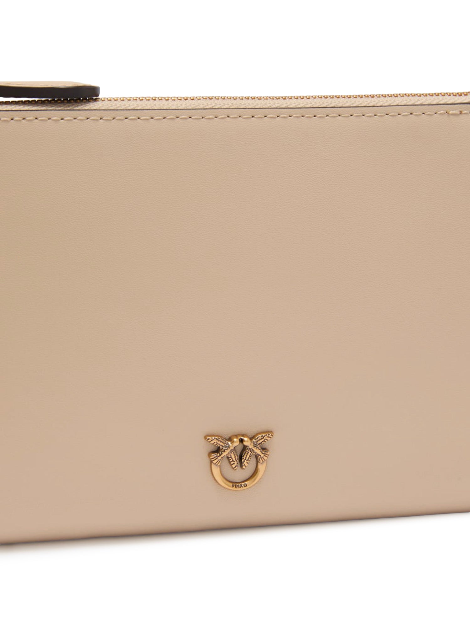 Pochette piatta in pelle con logo Love Birds 104277 A0F1C50Q PINKO 