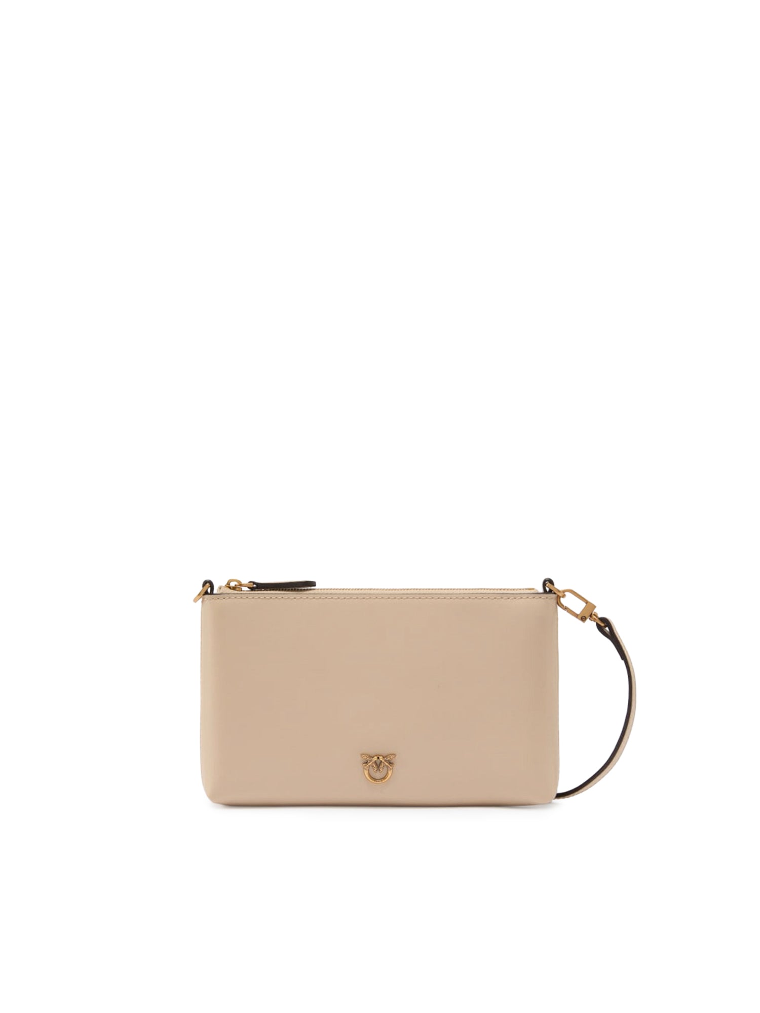 Pochette piatta in pelle con logo Love Birds 104277 A0F1C50Q PINKO 
