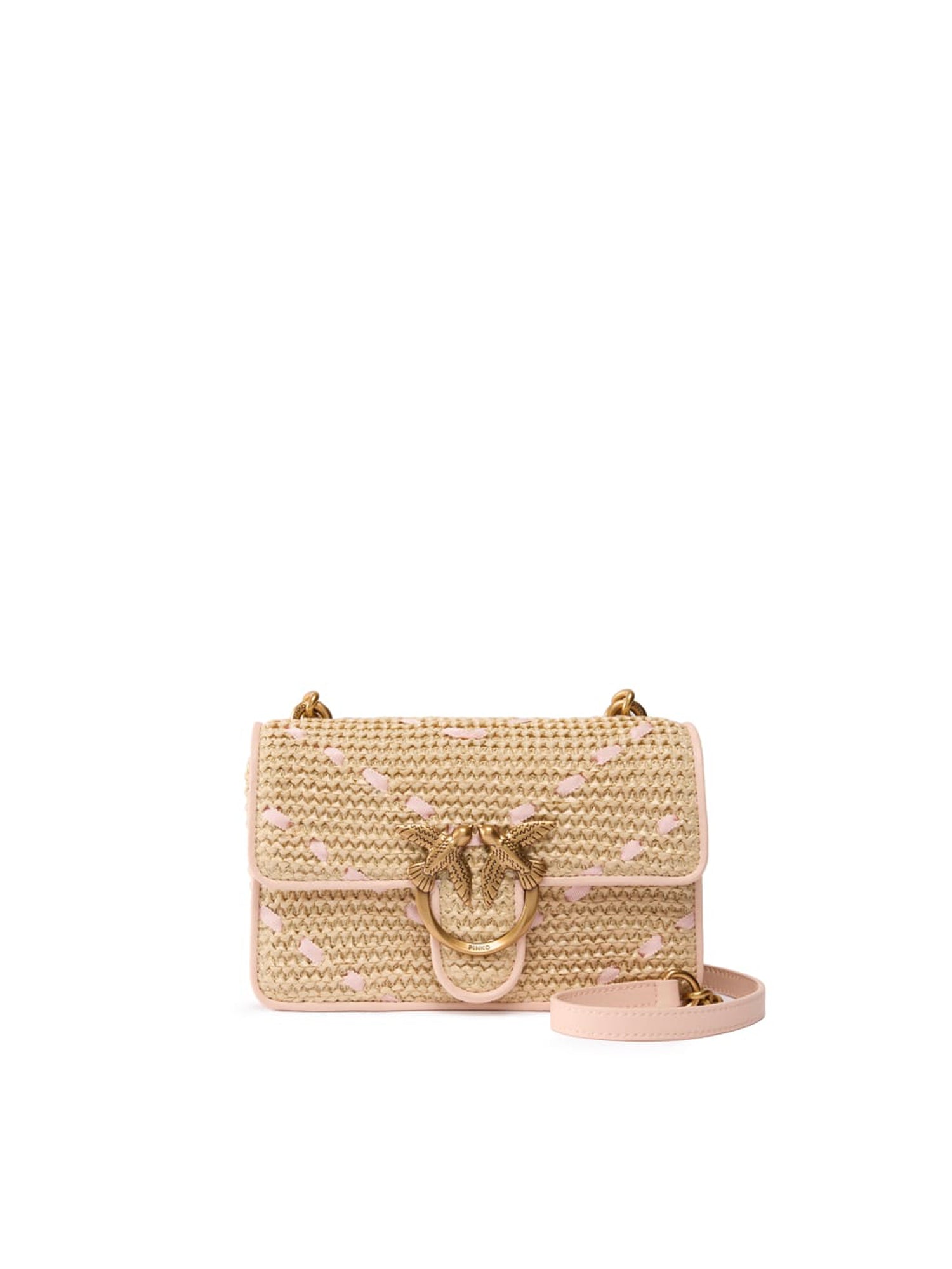 Borsa Mini Love Bag One Light in rafia e pelle 104550 A1RLHN2Q PINKO 