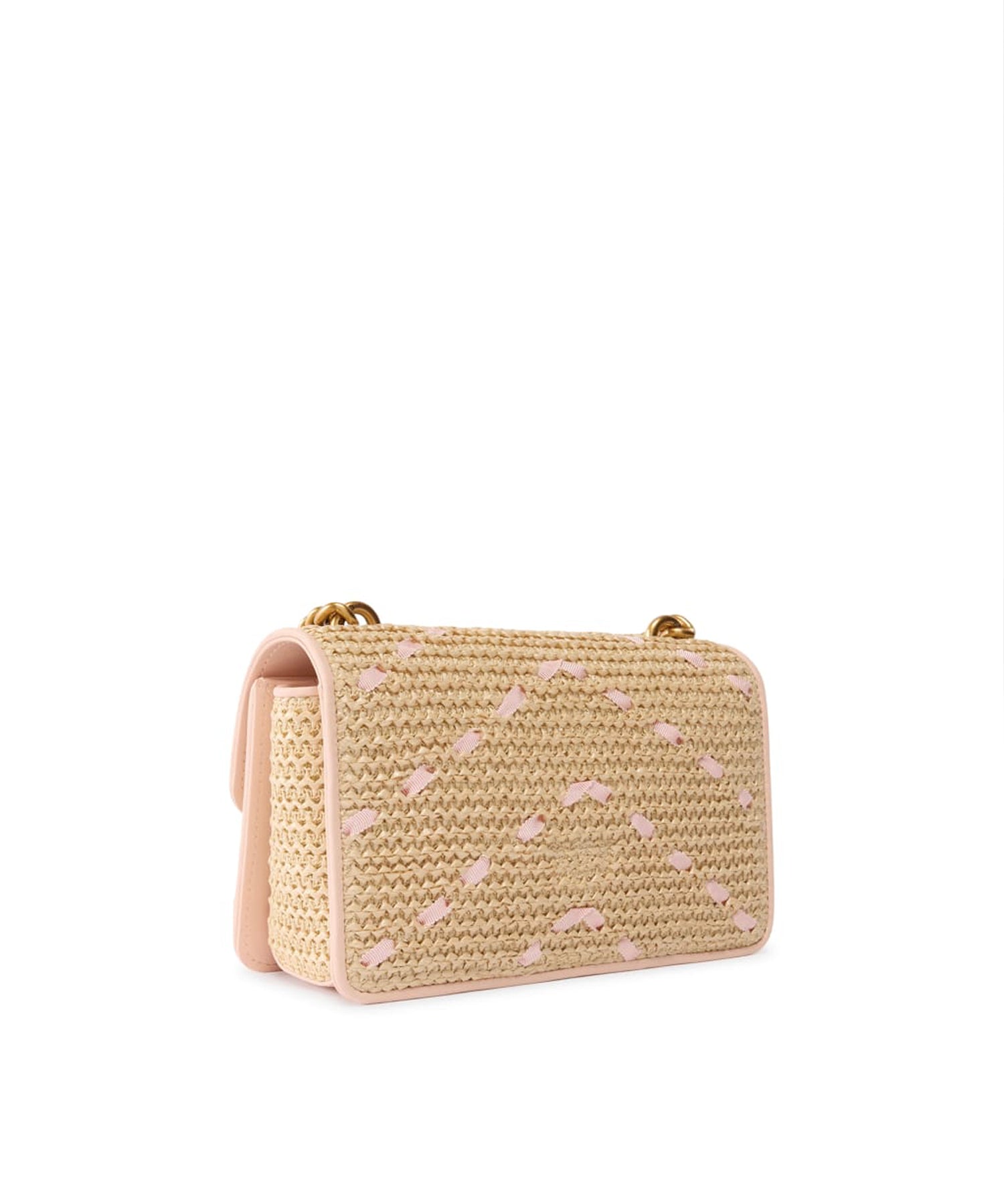 Borsa Mini Love Bag One Light in rafia e pelle 104550 A1RLHN2Q PINKO 