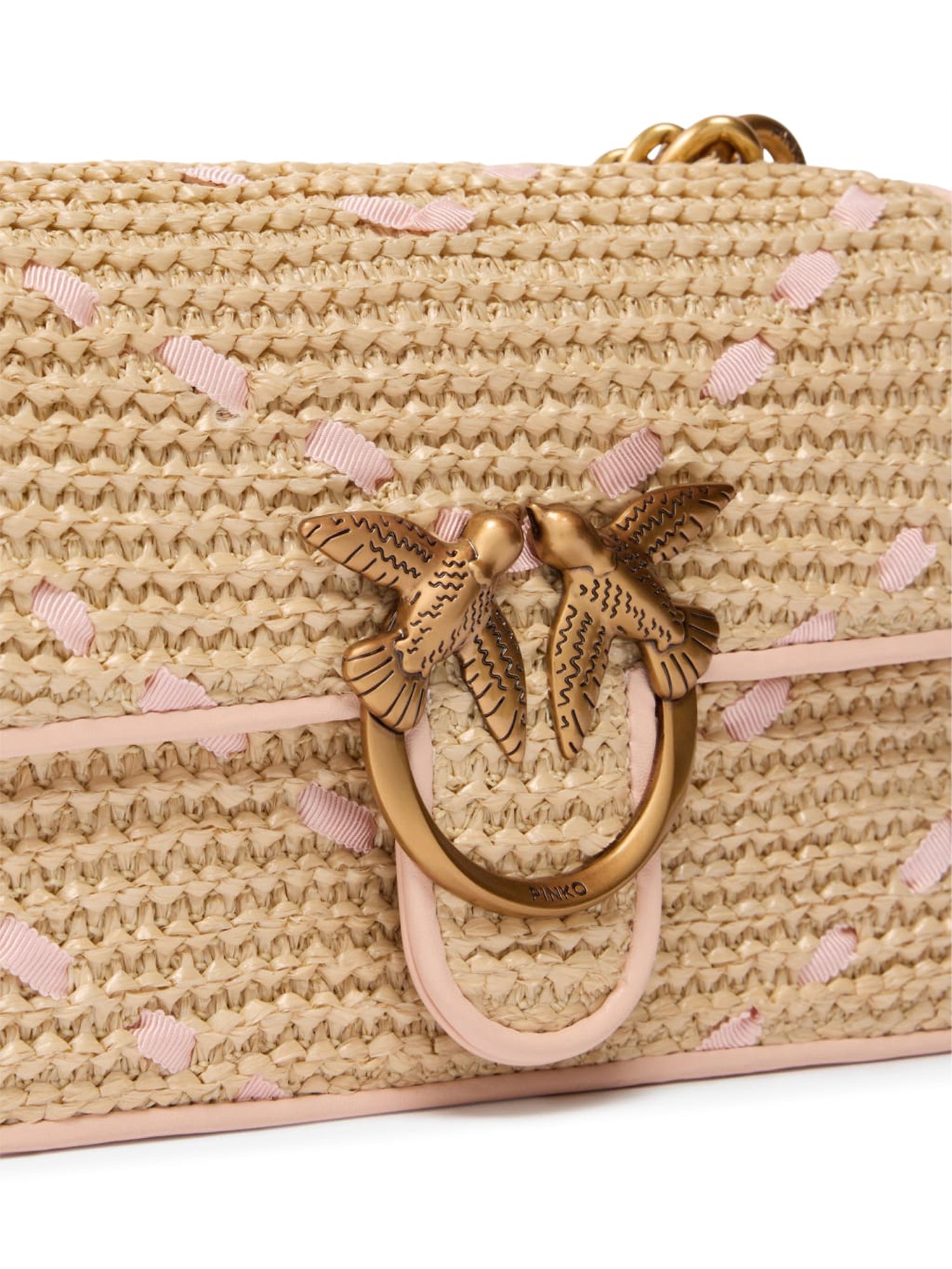 Borsa Mini Love Bag One Light in rafia e pelle 104550 A1RLHN2Q PINKO 