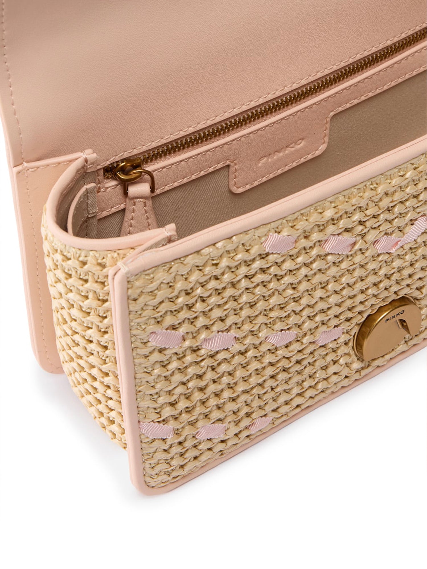 Borsa Mini Love Bag One Light in rafia e pelle 104550 A1RLHN2Q PINKO 