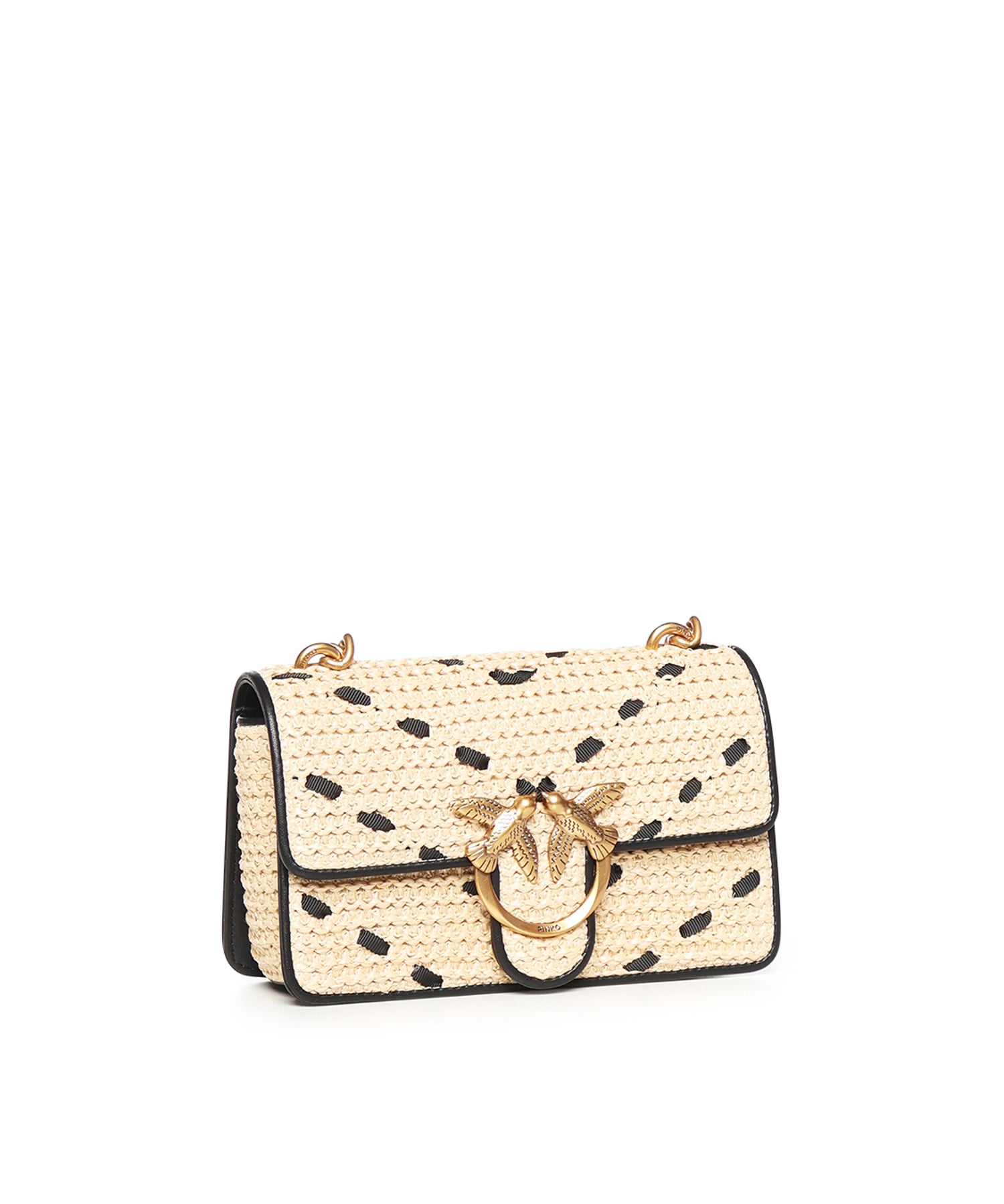 Borsa Mini Love Bag One Light in rafia e pelle 104550 A1RLHZ3Q PINKO 