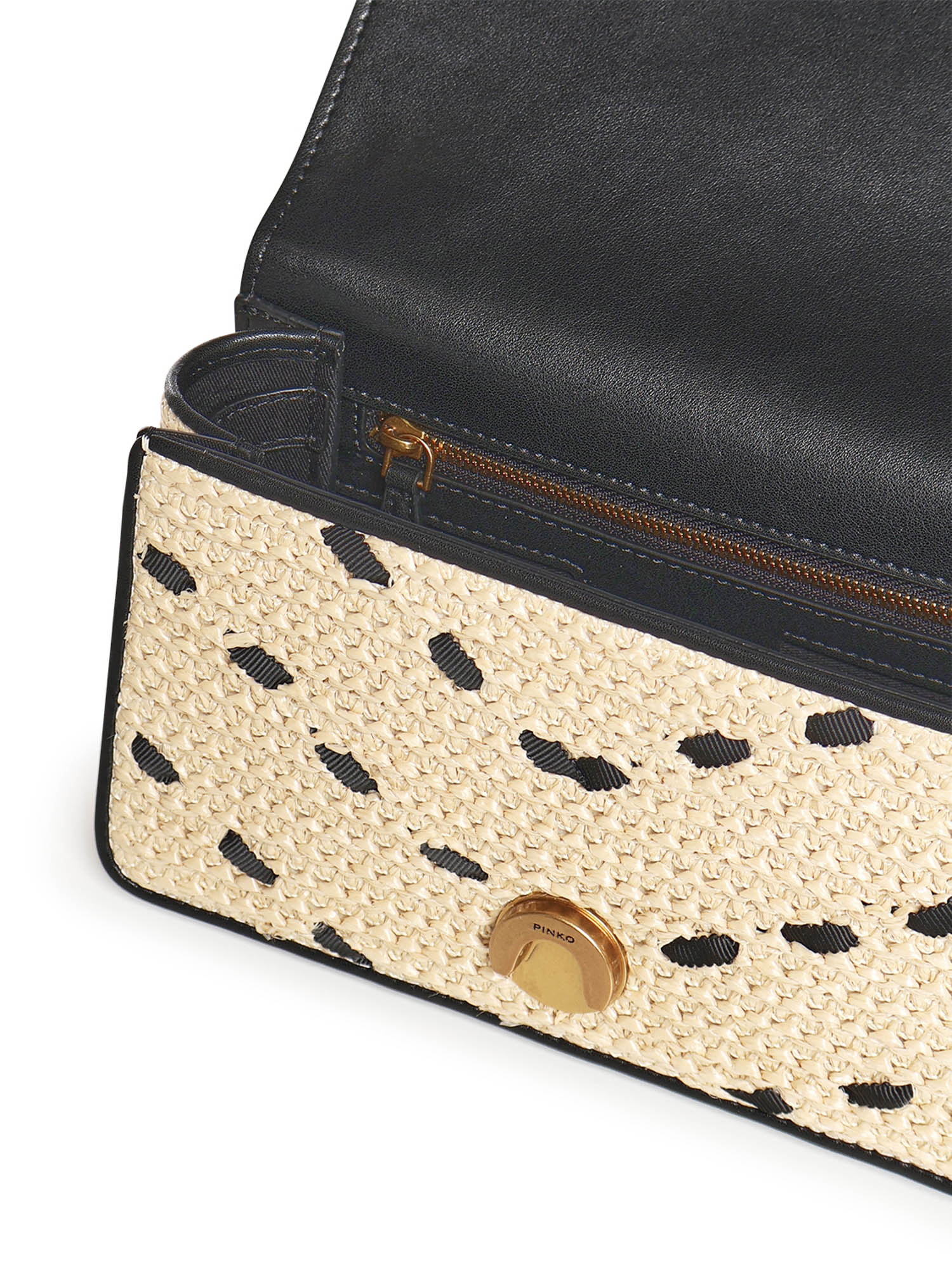 Borsa Mini Love Bag One Light in rafia e pelle 104550 A1RLHZ3Q PINKO 