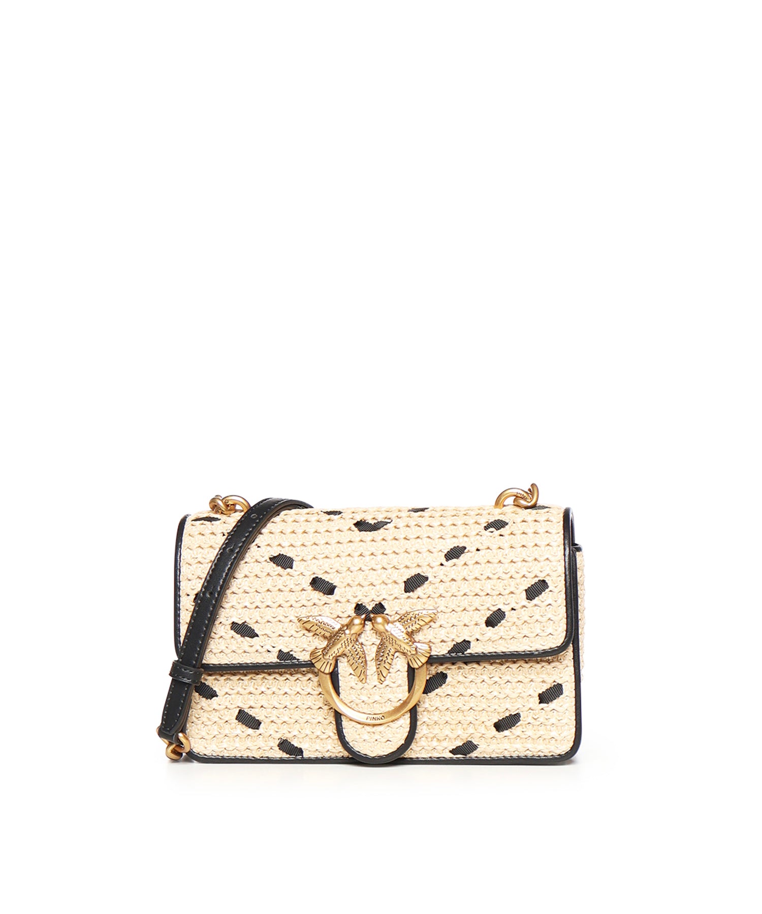 Borsa Mini Love Bag One Light in rafia e pelle 104550 A1RLHZ3Q PINKO 
